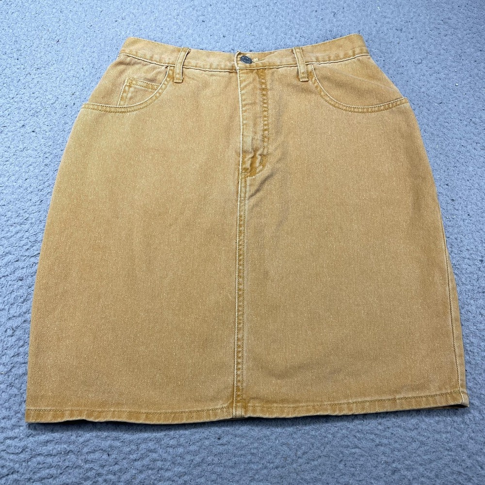Vintage Guess Jeans Skirt Womens 32‎ Beige Denim Knee Length Pencil USA 80s